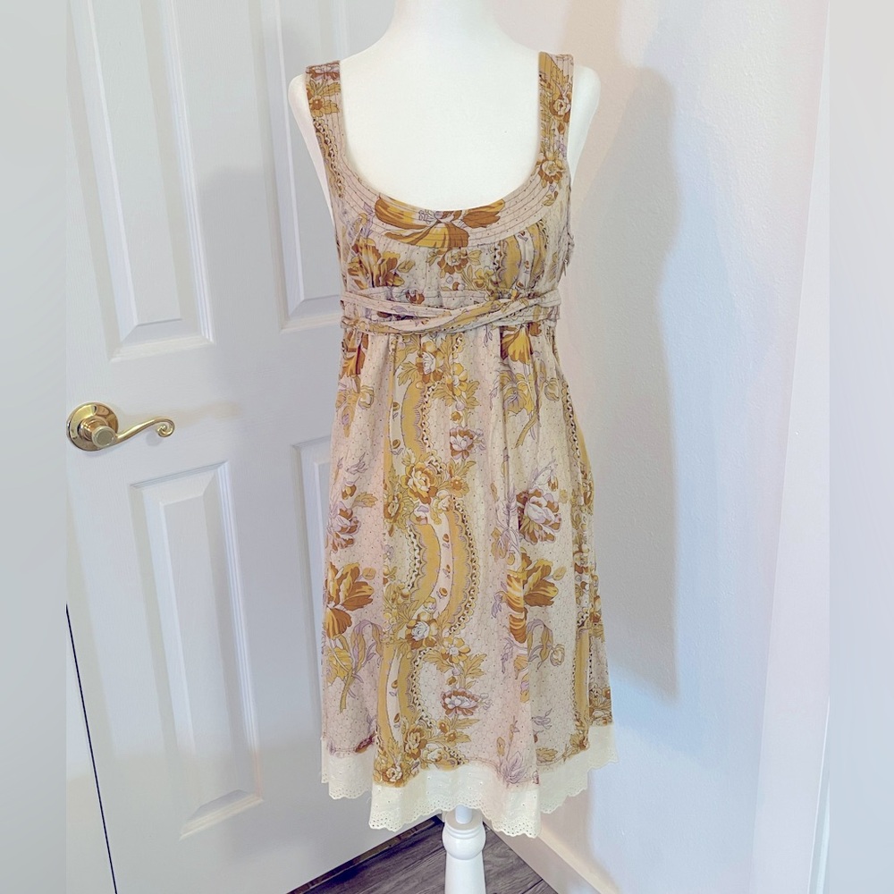 Free People Vintage y2k dress Empire waist eyelet hem raw edges